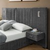 Queen Size Upholstered Platform Bed with Chenille Pleated Headboard, Integrated Bedside Tables & Adjustable Lamps-- Frevyn - 3 of 4