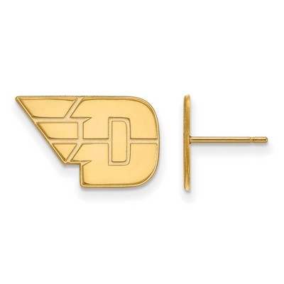 Black Bow Jewelry 10k Yellow Gold Dayton Flyers NCAA Post Earrings