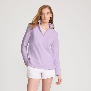 Lands' End Women's Embossed Quarter Zip Fleece Pullover - 1 of 4