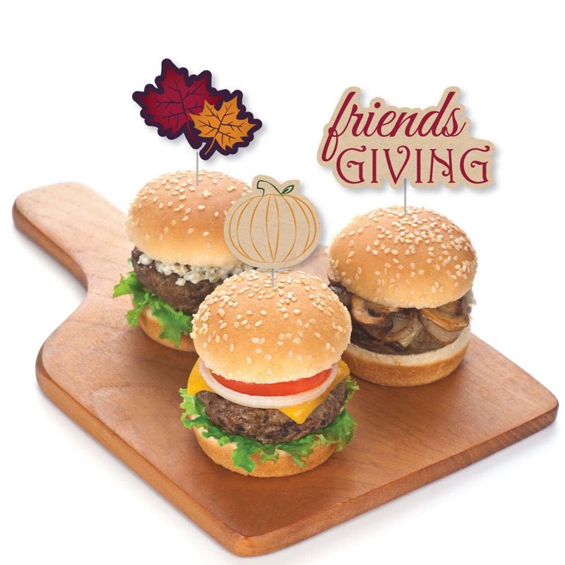 Big Dot of Happiness Friends Thanksgiving Feast - Dessert Cupcake Toppers - Friendsgiving Clear Treat Picks - Set of 24, 3 of 7