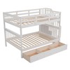 NicBex Full over Full Bunk Bed Wooden Bed Frame with 3 Drawers, Storage Stairs and Full Length Guardrail, No Box Spring Required - 3 of 4