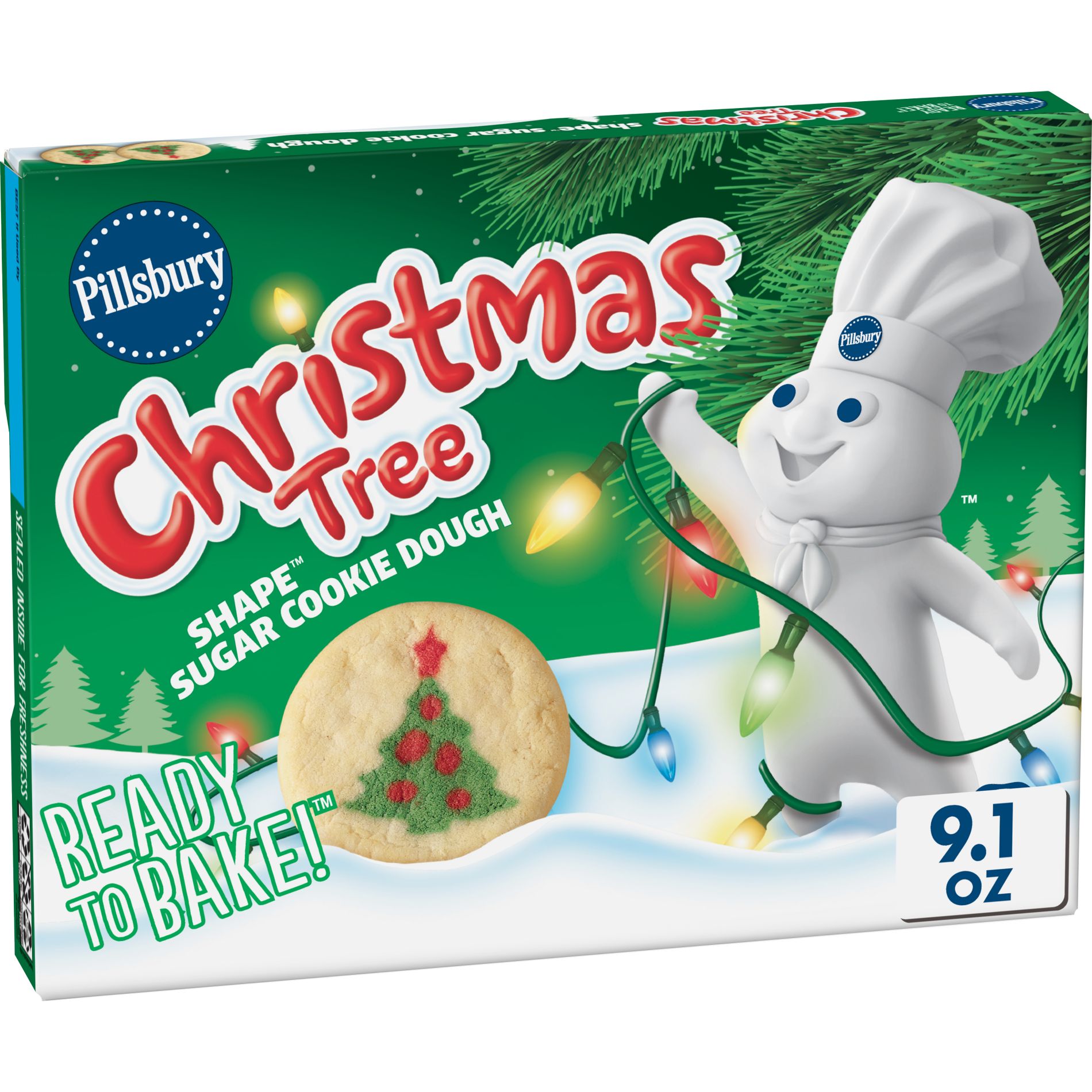 Pillsbury Ready-to-Bake Christmas Tree Shape Sugar Cookie Dough - 9.1oz/20ct
