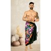 LA LEELA Men's Lava Lava Hawaiian Vacation Sarongs Summer Long Beach Cover Up Swimwear Holidays Pareo Beachwear For Men One Size Floral, Black - 2 of 4