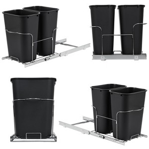 Double Bin Pullout Trash Can with Damping, Under Cabinet Door-Equipped Model - 1 of 4