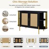 2-Door Elegant Curved Dining Cabinet with Gold Trim and Woven Rattan Doors for Dining Room (White) - 4 of 4