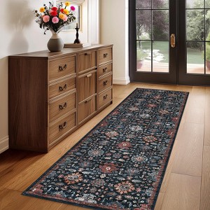 Soft Boho Vintage Low Pile Washable Large Area Rugs Indoor Floor Carpet for Living Room Bedroom - 1 of 4