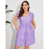 Coolmee Women's Summer Plus Size Casual Dresses Elastic Waist Pleated A Line Ruffle Hem Dress - 3 of 4