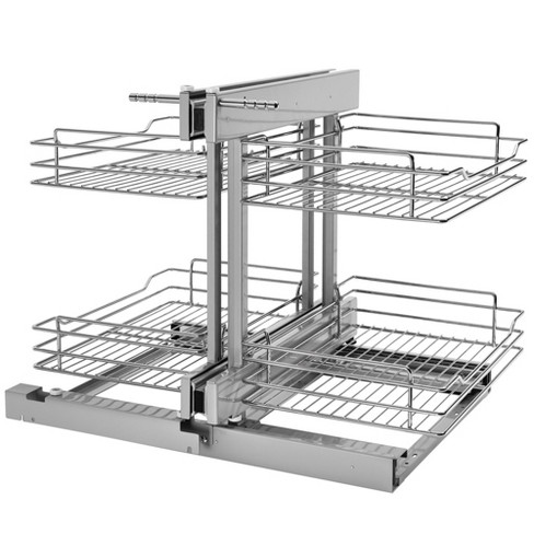 Rev-a-shelf Dual Tier Pull Out Shelf Organizer For Blind Corner Kitchen Or  Bathroom Cabinets With Soft Close,18, 4 Shelves, Silver, 5psp-18-cr :  Target