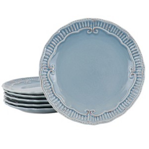 Gibson Modern Southern Home 6 Piece 11 Inch Scalloped Stoneware Dinner Plate Set - 1 of 4