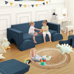 Toddler Couch 8Pcs Modular Play Couch for Kids Room, Baby Nursery Accent Convertible Sofa - 1 of 4