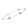 Ross-Simons 0.75 ct. t.w. CZ and .40 ct. t.w. Simulated Sapphire Evil Eye Station Bracelet in Sterling Silver - 4 of 4