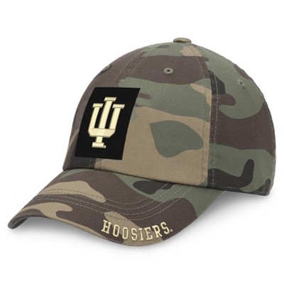 NCAA Indiana Hoosiers Camo Unstructured Washed Cotton Hat: Adjustable Camouflage Cap