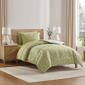 Nestl Bed in a Bag, 7pc Comforter Set Botanical Design, Modern Comforter Sets with Sheets, Bed in a Bag Bed Set - 1 of 4