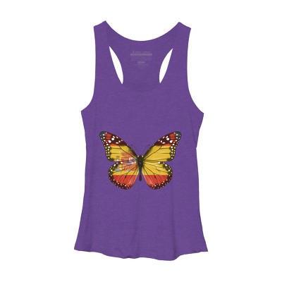Women's Design By Humans Butterfly Flag Of Spain By GiftsIdeas Racerback Tank Top
