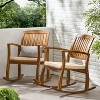 Selma 2pk Acacia Wood Rocking Chair - Teak/White - Christopher Knight Home: Weather-Resistant Patio Furniture - image 2 of 4