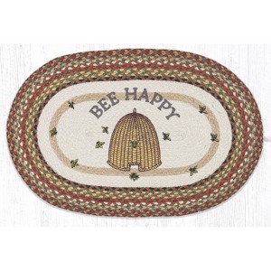 Earth Rugs Bee Happy Oval Patchwork Tread 20"x30" Farmhouse Hallway Runner - 1 of 3
