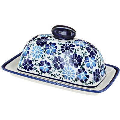 Blue Rose Polish Pottery Iris Butter Dish : Target