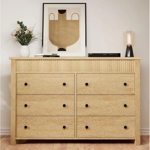 Nasitip 6 Fluted Drawer Dresser, 47" W Chest of Drawers with Fluted Design, Wooden Dresser Organizer for Bedroom Living Room Nursery - 1 of 4