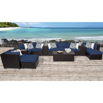 Barbados 14pc Patio Sectional Seating Set - Navy - TK Classics