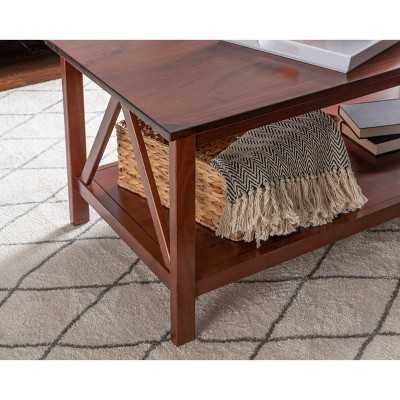 Antique Tobacco Triangular Wood Coffee Table with Storage