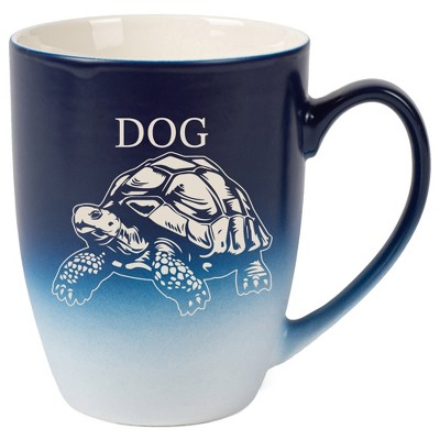 100 North Souls Like 10 Ounce Navy Blue and White Two Toned Ombre, Comfortably Fits Your Hands, Ceramic Tea Coffee Cup Mug, Dog