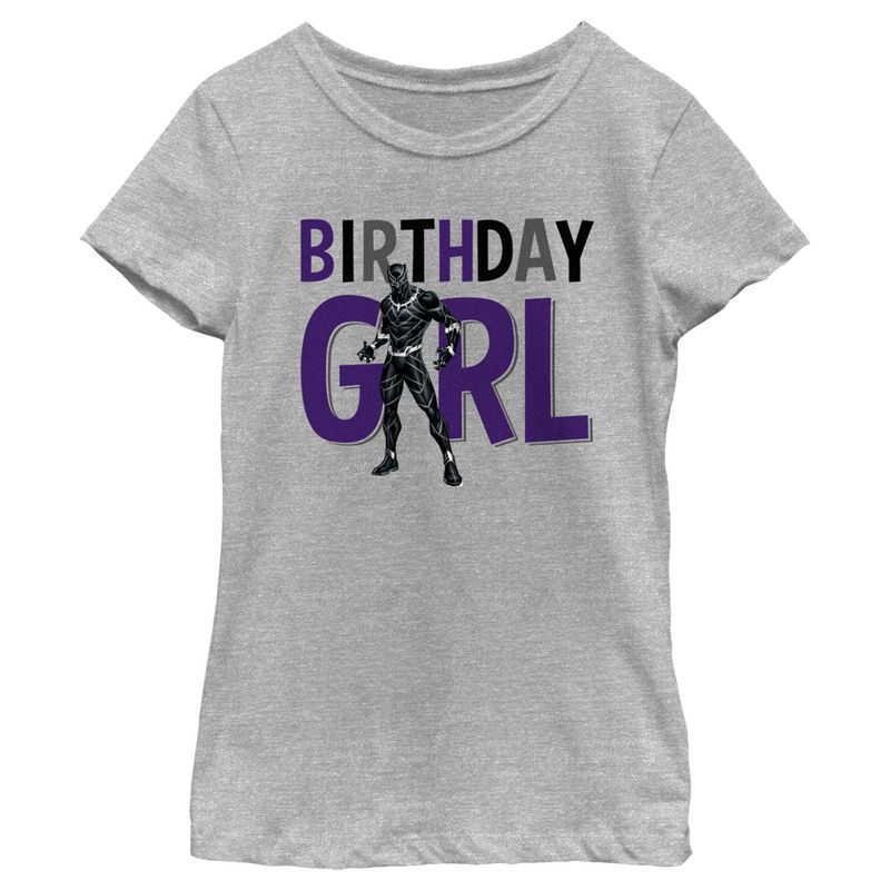 Girl's Marvel Birthday Girl Black Panther T-Shirt, 1 of 6