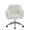 QingMoon Fluffy Office Chair, Adjustable Desk Chair, Faux Fur Computer Chair, Swivel Vanity Chair with Chrome Base for Living Room, Study - 2 of 4