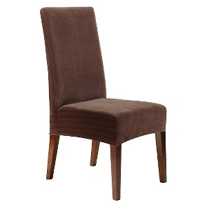 Stretch Pinstripe Short Dining Room Chair Cover Chocolate - Sure Fit, Brown