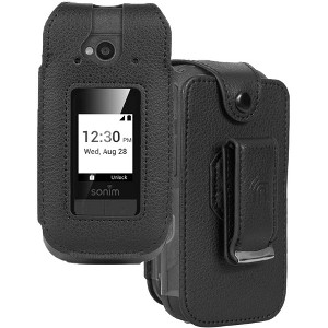 Nakedcellphone Case for Sonim XP3plus 5G Flip Phone (2025, X320) - Vegan Leather with Belt Clip - Black - 1 of 4