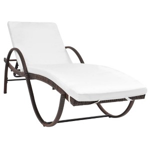 vidaXL Sun Lounger Set of 5 Brown Powder-coated steel, PE rattan Large - 1 of 4