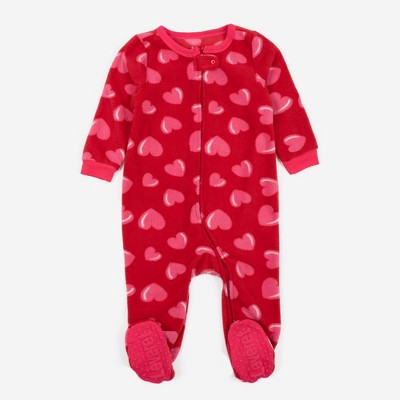 Image of Leveret Footed Fleece Pajama Heart 3-6 Month