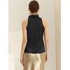 INSPIRE CHIC Women's Elegant Satin Sleeveless Bow Tie Mock Neck Solid Work Blouse - 4 of 4