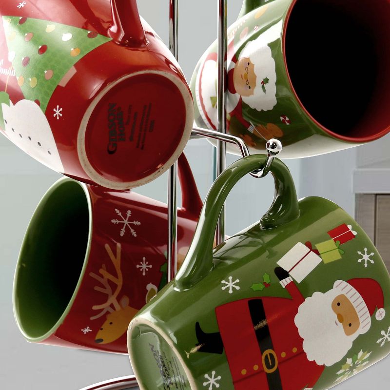 Gibson Home Santa Smile 4 Piece 15 Ounce Stoneware Mugs in Assorted Designs, 2 of 10