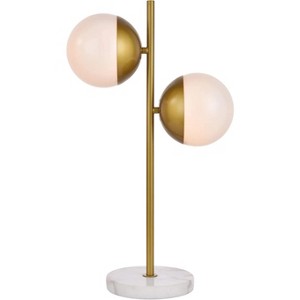 Elegant Lighting Eclipse 2 Lights Brass Table Lamp With Frosted White Glass - 1 of 4
