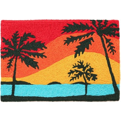 Jellybean California Dreaming Doormat – Colorful, Washable Doormat with Tropical Sunset and Palm Tree Design, 20" x 30"