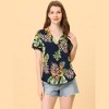 Allegra K Women's Hawaiian Floral Leaves Printed Short Sleeve Button Down Vintage Shirt - 2 of 4