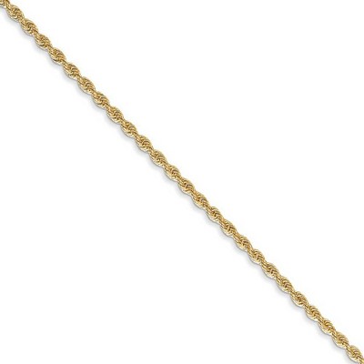 Black Bow Jewelry 1.6mm 14k Yellow Gold Solid Classic Rope Chain Necklace
