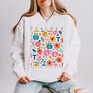 Simply Sage Market Teacher Watch Them Grow Lightweight Garment Dyed Sweatshirt - 1 of 4