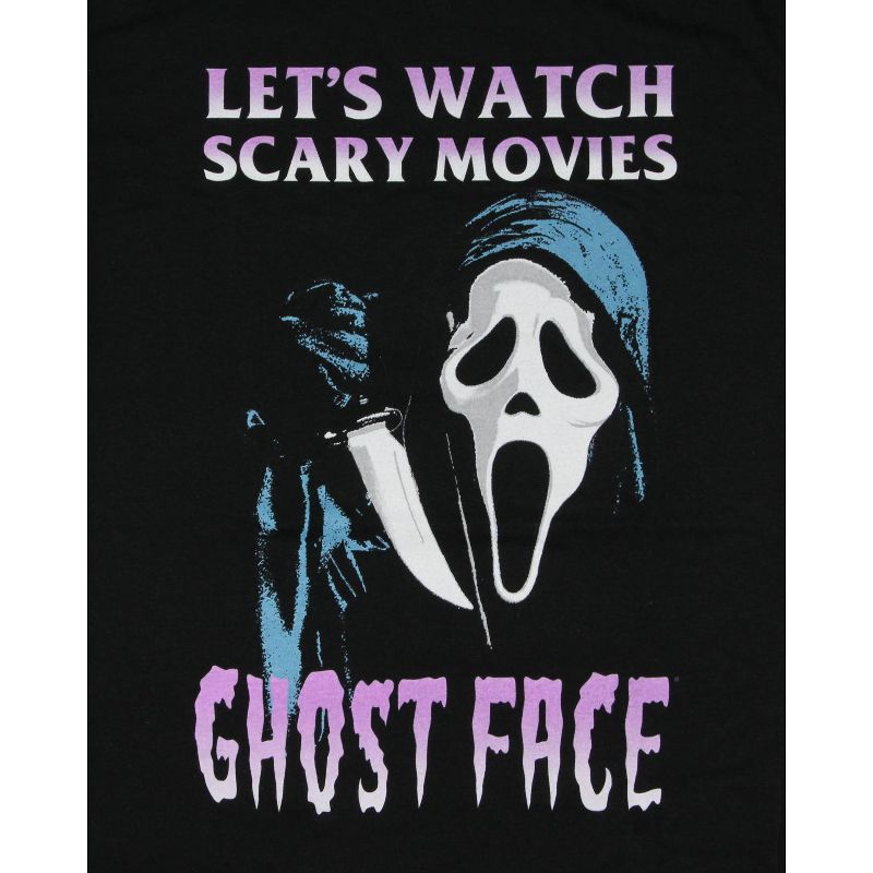 Scream Men's Ghost Face Let's Watch Scary Movies Graphic Print T-Shirt Adult, 2 of 4