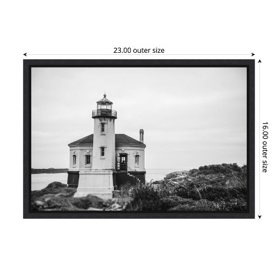 Black and White Framed Lighthouse Canvas Print, 16" x 23"