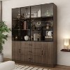 Famapy Brown Wood  Display Cabinet With Glass Doors and LED Lights - 2 of 4