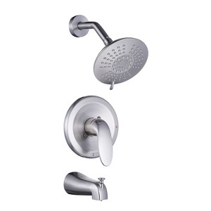 WOWOW Single Handle 5-Spray Tub and Shower Faucet 1.8 GPM with High Pressure Showerhead (Valve Included) - 1 of 4
