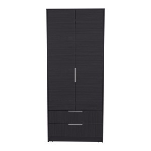 SEVOBAL Armoires Double Door Wardrobe with Two Drawers Hanging Rod and Interior Shelves for Bedroom Storage, Black, 20.5"*31.5"*74.4" - 1 of 4