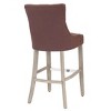 WestinTrends 29" Linen Tufted Buttons Upholstered Wingback Bar Stool (Set of 3) - 4 of 4