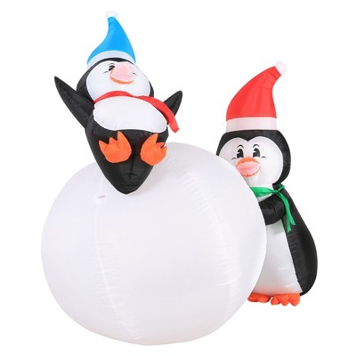 Occasions 6 ft. LED Blue Penguins and Snowball Inflatable