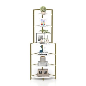 6-Tier Corner Open Shelf Modern Bookcase Wood Rack Freestanding Shelving Unit,Plant Album Trinket Sturdy Stand Small Bookshelf for Home Office Kitchen - 1 of 4