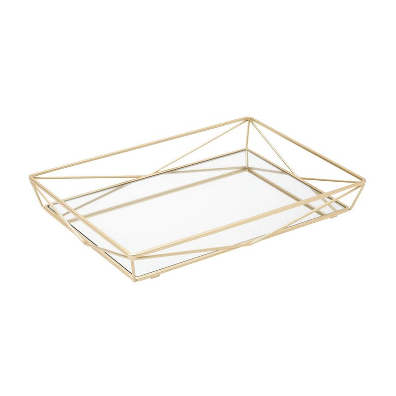 Large Geometric Mirrored Vanity Tray Gold - Home Details, 4 of 10