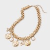 Pearl Charm and Coin Multilink Chain Necklace - A New Day™ Gold - 3 of 4