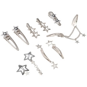 Unique Bargains Women's Stars Hair Clips Silver Tone 10 Pcs - 1 of 4
