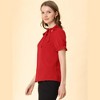INSPIRE CHIC Women's Bow Tie Neck Solid Color Elastic Cuffs Elegant Office Short Sleeve Blouse - 4 of 4